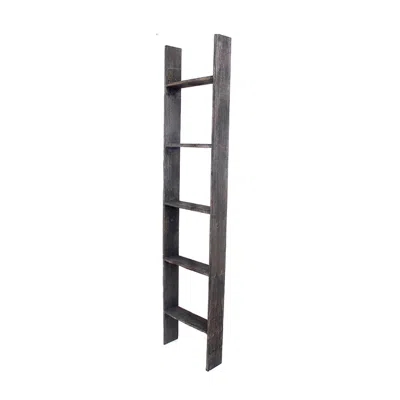 Hivvago 4 Step Rustic Black Wood Ladder Shelf