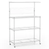 Hivvago 4-tier Bakers Rack On Wheels With Adjustable Shelves-silver