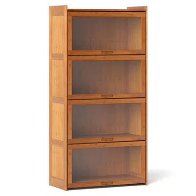 Hivvago 4-tier Bamboo Bookcase With Doors For Study Room Living Room In Brown