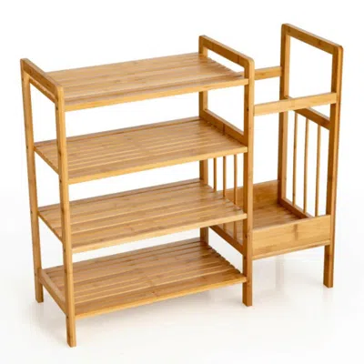 Hivvago 4-tier Bamboo Shoe Rack Organiser With Umbrella Holder-natural ...