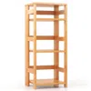 Hivvago 4-tier Bookshelf Rubber Wood Bookcase With Side Fences For Living Room-14 Inches