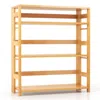 Hivvago 4-tier Bookshelf Rubber Wood Bookcase With Side Fences For Living Room-29.5 Inches