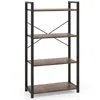 Hivvago 4-tier Bookshelf With Heavy Duty Metal Frame Industrial Display Shelf-rustic Brown