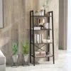 Hivvago 4-tier Bookshelf With Metal Frame And Adjustable Foot Pads-oak
