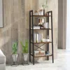 Hivvago 4-tier Bookshelf With Metal Frame And Adjustable Foot Pads-rustic Brown