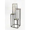 Hivvago 4 Tier Cast Iron Frame Plant Stand With Stone Topping, Black And Gold In Gray