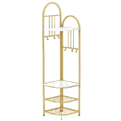 Hivvago 4-tier Coat Rack Corner Hall Tree With Shoe Storage Bench