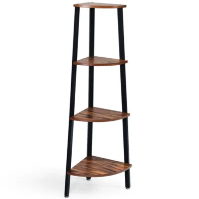 Hivvago 4-tier Corner Shelf Metal Storage Rack Domestic Bookcase-black