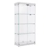 Hivvago 4-tier Double Door Glass Display Cabinet - White