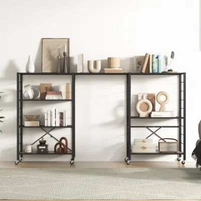 Hivvago 4-tier Foldable Storage Shelf For Tool Room Kitchen Living Room-black