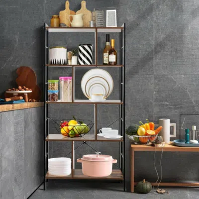 Hivvago 4-tier Industrial Freestanding Bookshelf With Metal Frame