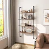 Hivvago 4-tier Industrial Ladder Bookshelf With Metal Frame-coffee