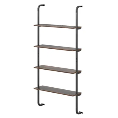 Hivvago 4-tier Industrial Pipe Shelving With Metal Frame For Living Room Kitchen In Black