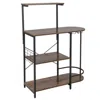 Hivvago 4-tier Kitchen Bakers Rack With 6 S-hooks And Stemware Racks-rustic Brown