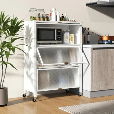 Hivvago 4-tier Kitchen Bakers Rack With Flip Doors-white