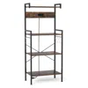 Hivvago 4-tier Kitchen Bakers Rack With Power Outlet And 8 Hooks-rustic Brown