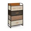 Hivvago 4-tier Organizer Tower Steel Frame Wooden Top Storage With 5-drawer Dresser