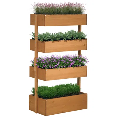 Hivvago 4 Tier Vertical Raised Garden Bed Planter In Brown