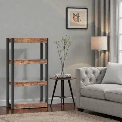 Hivvago 4-tier Wooden Bookshelf With Dual Anti-tip Safety Kits In Black