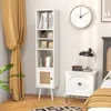 Hivvago 4 Tiers Rattan Storage Cabinet With Slim Design-white