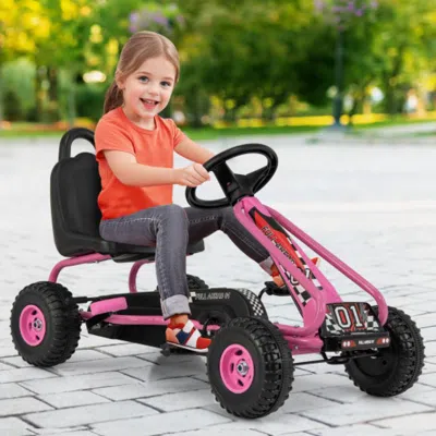 Hivvago 4 Wheel Pedal Powered Ride On With Adjustable Seat-blue