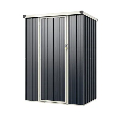 Hivvago 4 X 3 Ft Metal Outdoor Storage Shed With Lockable Door-gray In Black