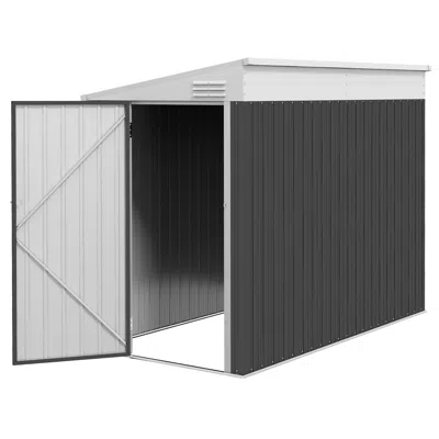 Hivvago 4' X 8' Lean-to Metal Garden Shed In Black