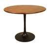 Hivvago 40" Brown And Black Rounded Solid Wood And Iron Pedestal Base Dining Table In Brown