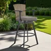 Hivvago 40" Charcoal Metal Swivel Outdoor Counter Height Bar Chair With Footrest In Brown