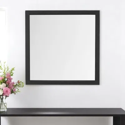 Hivvago 40" Gray Square Wood Framed Accent Mirror In Black