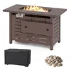 Hivvago 40 Inch Outdoor Propane Fire Pit Rectangle Gas Fire Table With Lava Rocks