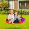 Hivvago 40 Inch Saucer Tree Outdoor Round Platform Swing With Pillow And Handle-multicolor