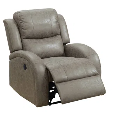 Hivvago 40 Inch Vegan Faux Leather Power Recliner With Usb Port, Stone Gray