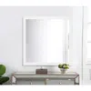 Hivvago 40 Inch Wall Mirror, Sleek Square Wood Frame, White In White