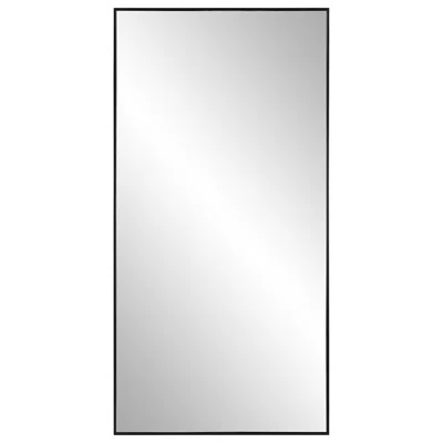 Hivvago 40 Inch Wood Wall Mirror, Rectangular Thin Frame, Black