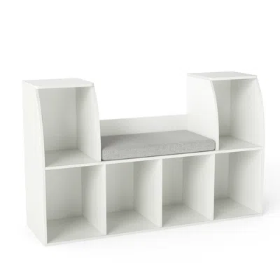 Hivvago 40 Inches Kids Bookshelf With Reading Nook Bookcase With 6 Open Cubes