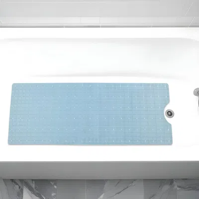Hivvago 40" Light Blue Geometric Tiles Non Slip Bathtub Mat In White