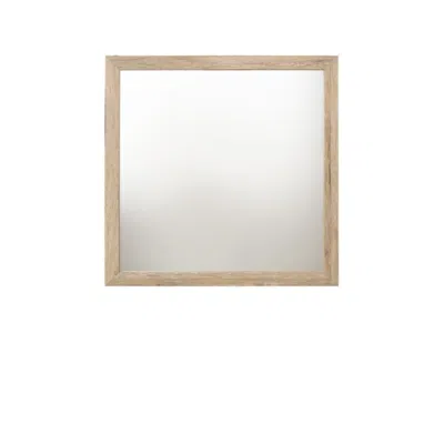 Hivvago 40" Natural Square Wood Framed Accent Mirror In Brown