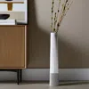 Hivvago 40" White Faux Marble Tapered Ceramic Floor Vase In White