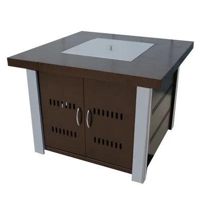 Hivvago 40000 Btu 38" Antiqued Bronze And Silver Steel Propane Square Fire Pit Table With Cover In Black
