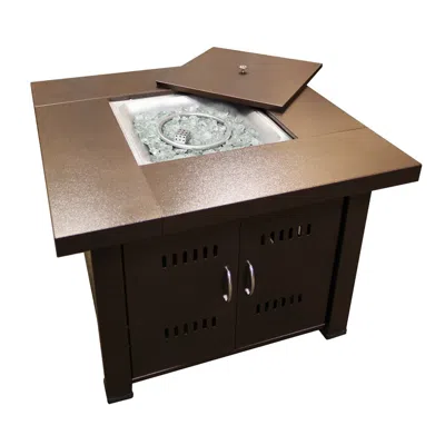 Hivvago 40000 Btu 38" Antiqued Bronze Steel Propane Square Fire Pit Table With Cover In Brown