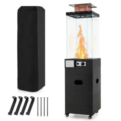 Hivvago 40000 Btu Patio Heater Outdoor Propane Gas Heater With Cover And Wheels-black