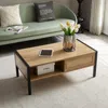 Hivvago 40.16 Inch Rattan Coffee Table In Natural Finish In Neutral