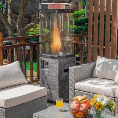 Hivvago 41 000 Btu Propane Patio Heater With Metal Hood-gray