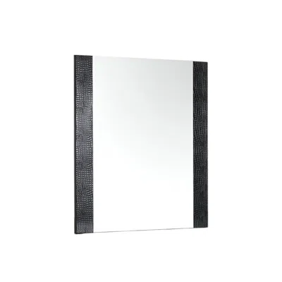 Hivvago 41" Black Faux Shagreen Partially Framed Accent Mirror