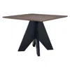 Hivvago 41" Espresso Wood And Solid Wood Pedestal Base Square Dining Table In Black