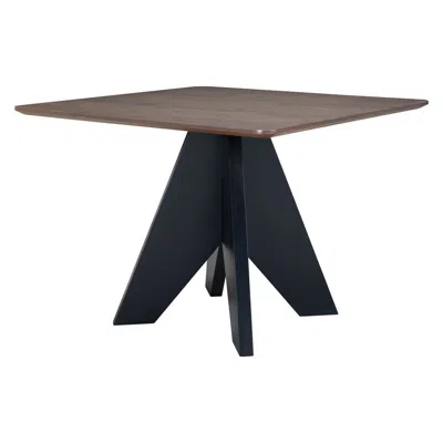 Hivvago 41" Espresso Wood And Solid Wood Pedestal Base Square Dining Table In Black