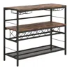 Hivvago 41 Inch 4-tier Bar Table With Wine Rack And 4 Rows Of Glass Holders-rustic Brown