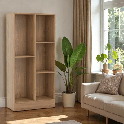 Hivvago 41-inch 5-cube Freestanding Bookshelf With Double Anti-tip Straps In Brown