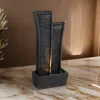 Hivvago 41 Inch Tower Water Fountain, Tall Rectangular Rock, Halogen Light, Gray In Gray